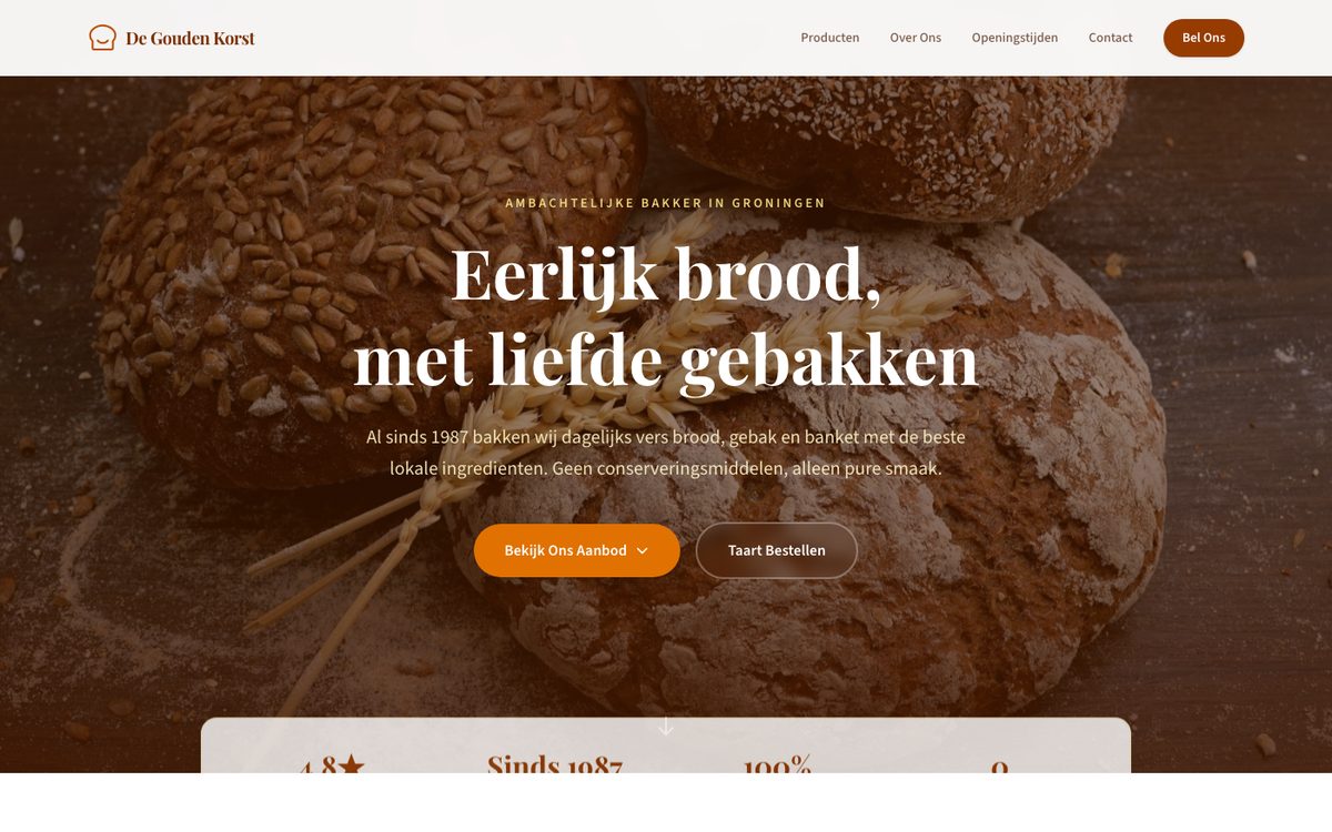 Website ontwerp voor Bakkerij